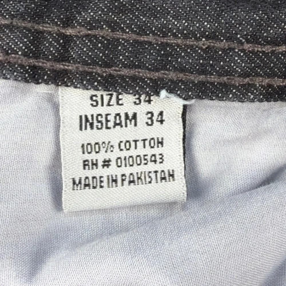 Evolution In Design Mens 34x34 Jeans Acid Wash Black Grey Straight Leg Whiskered